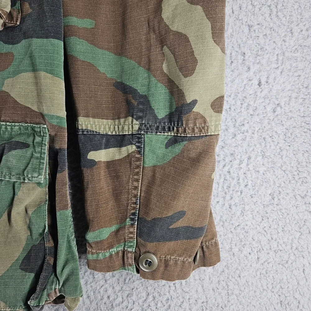 Army Shirt Men's Size Small Green Camo Woodland Combat Military Button Up‎ Sz S